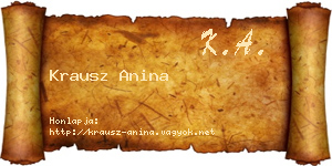 Krausz Anina névjegykártya